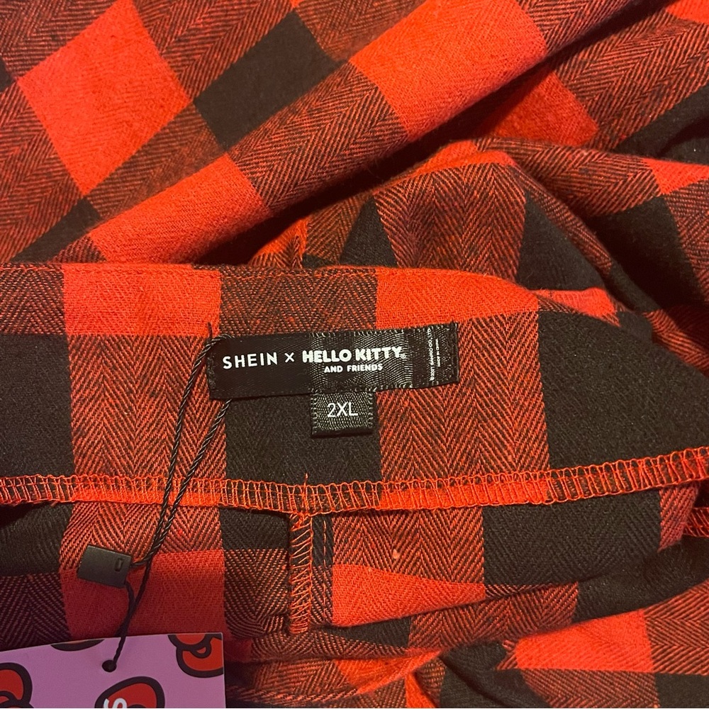 2 XL Shein Black & Red Plaid Hello Kitty Dress - Picture 5 of 16